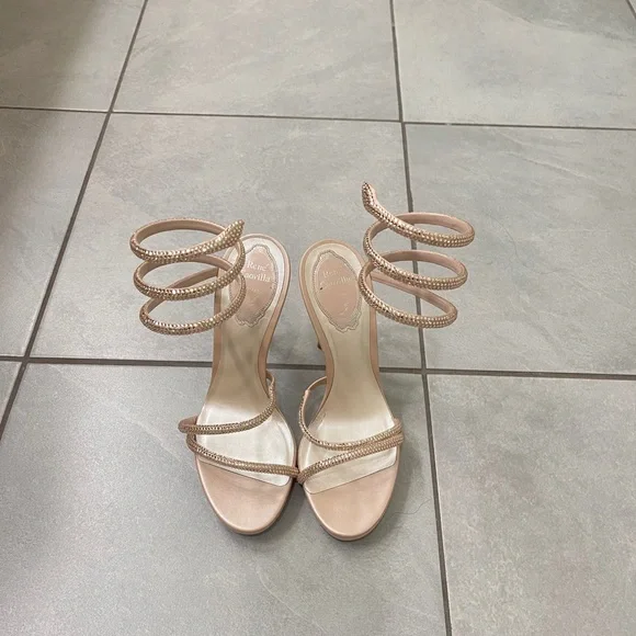 Rene Caovilla Beige Spiral Strap Heels - Picture 7 of 10